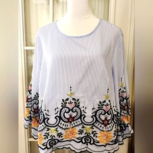 Floral and Striped Blouse